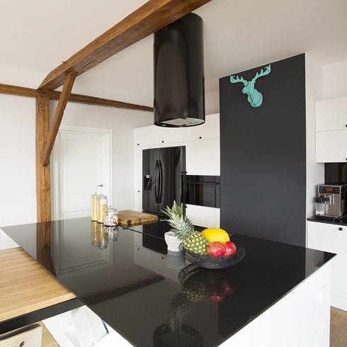 Wudnaye Black Contact Paper Glossy Waterproof Self Adhesive Wallpaper for Kitchen 11.8inchx78.7inch Black Wallpaper Peel and Stick Backsplash Viny...