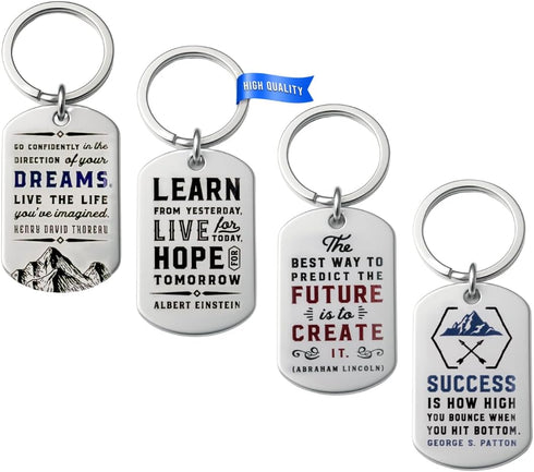 Inkstone Motivational Keychains 12-Pack with Inspirational Quotes - Perfect for Teacher Appreciation, Nurses Week Gifts, and Bulk Keychain Accesso...