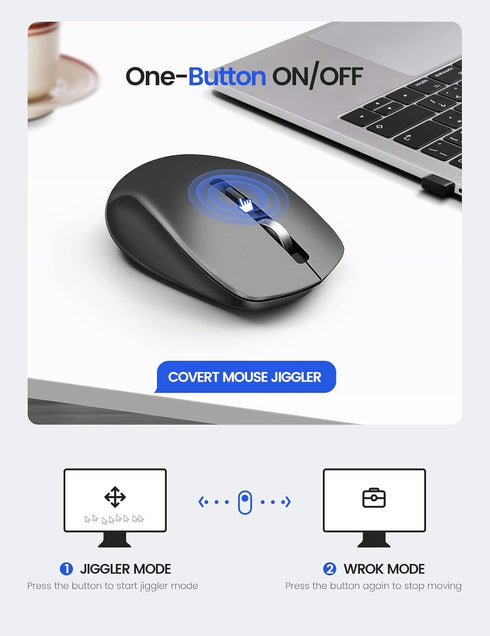 Covert Mouse Jiggler,2 in 1 Mouse with Jiggler, Undetectable Mouse Mover with ON/Off Switch, Drive Free,Simulate Mouse Movement to Keep Computer A...