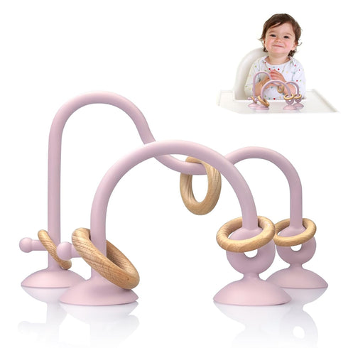Baby Teething Toy, High Chair Suction Cup Toys for Infant Toddlers 0-6M, Food Grade Silicone Teether, Educational Parent-Child Baby Toys, Montesso...