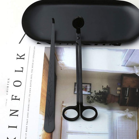 SUMAJU 2 in 1 Candle Accessory Set - Wick Trimmer & Dipper, Stainless Steel Cutter Scissor for Candle Lovers (Black)...