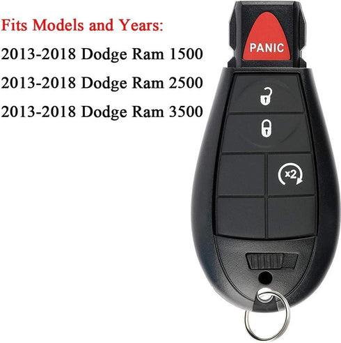 Keyless Entry Remote Car Key Fob Replacement for GQ4-53T for 2013-2018 Dodge Ram 1500 2500 3500...