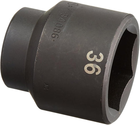 SK Tools USA 1/2" Drive, 36MM, 6 Point, Standard Impact Socket 34086...