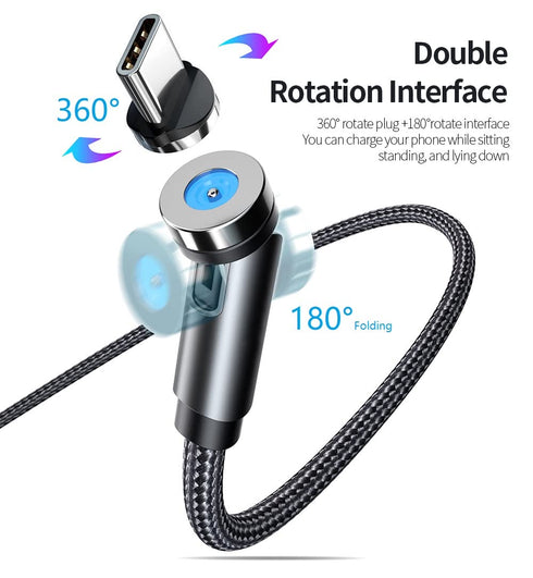 540° Rotation Magnetic Charging Cable, Magnetic Charging Tips 3in1 Short USB Cable Compatible for all Smartphone/ChargeBank/Charging Station for M...