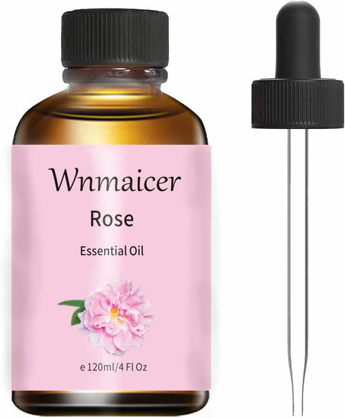 Rose Essential Oil 4 Oz, Premium Grade Rose Oil for Massage, Face, Skin & Diffuser and Aromatherapy 120 mL...
