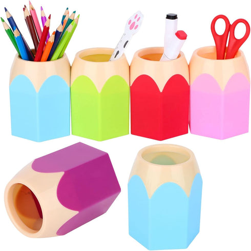 6pcs Pencil Shaped Pen Holders,Pencil Storage Organizer,Cute Desktop Pen Cup,Makeup Brush Container,Pencil Pot,Cartoon Stationery Rack,Creative St...