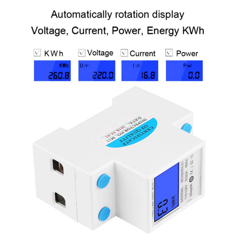 Single Phase Energy Meter Electric Meter LCD KWH Meter 110-130V 5-32A 60Hz Single Phase DIN-rail KWH Meter Power Meter Backlight Electricity Power...