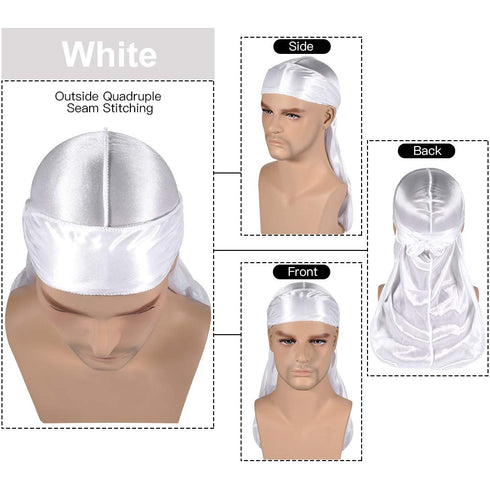 ROYBENS 3PCS Silky Durags Pack for Men Waves, Satin Doo Rag, Award 1 Wave Cap,Q...
