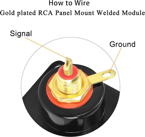 QIANRENON Gold Plated RCA Panel Mount Adapter RCA Female to Solder Terminal AV Connector, D-Panel/XLR Panel Mount, for S/PDIF TV Audio Video Phono...