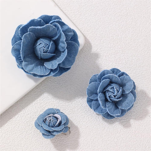 Fashion Denim Camellia Flower Lapel Brooch Pin for Women Girls Fabric Floral Bouquet Corsage Pins Clip Sweater Coat Dress Suit Backpack Brooches P...