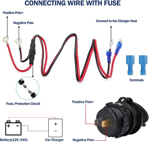 12V/24V 3.0 Dual USB Charger Socket with Touch Switch, Waterproof QC3.0 Dual USB Fast Charger Port Power Outlet for Marine, Boat, Motorcycle, Camp...