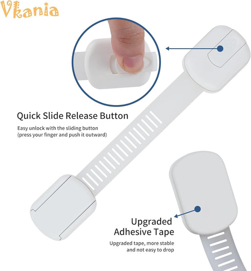 Child Proof Cabinet Locks - Cabinet Locks Baby Proofing with 3M Adhesives for Refrigerator, Oven, Cupboards, Toilet Seat - Adjustable,Easy Install...