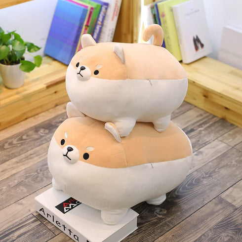 Shiba Inu Dog Plush Pillow, Corgi Stuffed Animal Plush Toy Hug Pillow Gifts for Girl Boy (Brown, 11.8in)...
