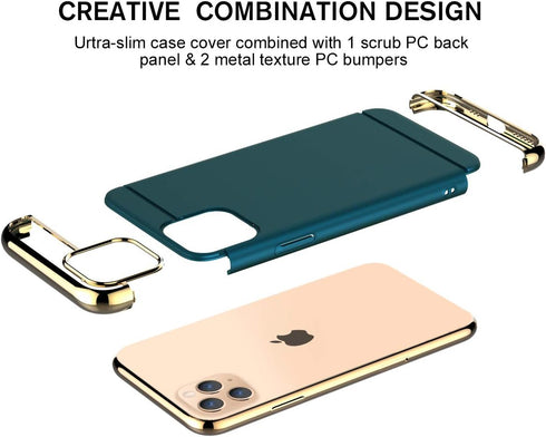 RORSOU iPhone 11 Pro Max Case, 3 in 1 Ultra Thin and Slim Hard Case Coated Non Slip Matte Surface with Electroplate Frame for Apple iPhone 11 Pro ...