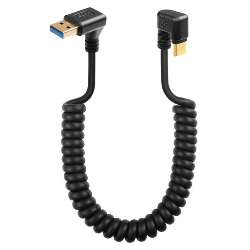 SinLoon U Shape USB Type C Spring Cable 5Gbps Retractable 90 Degree USB3.0 to USB C Charging Cable and Data Transfer for Phone, Tablet, Other USB ...