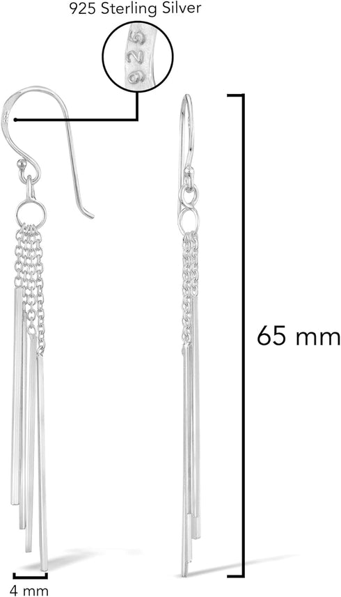 AeraVida 925 Sterling Silver Trendy Stranded Stick Drop Dangle Earrings | Minimalist Boho Chic Jewelry for Women | Unique Silver Stick Earrings | ...