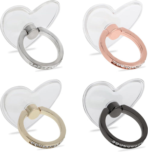 4Pcs Clear Cell Phone Ring Holder Transparent Phone Grips Stand Holder 360 Degree Rotation Finger Ring Holder for Most Phones, Tablet and Case(4 C...