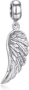Angel Wing Charms Sterling Silver Feather Charms fit Pandora Charms Bracelet Pendant Necklaces Jewelry Gifts for Women Men...