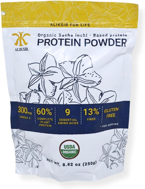 Organic Sacha Inchi Plant Based Protein Powder - by Aliksir - 100% Natural, Vegan, Gluten-Free, 9 Grams Protein, Low Carb, 9 Essential Amino Acids...