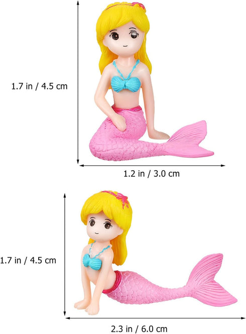 Mermaid Fish Tank Decor 4Pcs Lovely Cartoon Mermaid Figurines Aquarium Decorations Gifts Aquarium Desk Mermaid Thematic Ornaments...