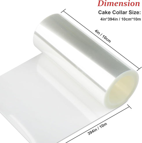 Cake Collar - 4 x 394inch/1 Roll-Transparent Acetate Cake Roll, Professional Acetate Sheets for Baking, Elegant Cake Wrapping, Edge Decorating....