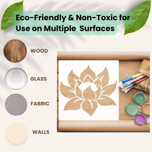 DLY LIFESTYLE Lotus Stencil for Painting on Wood, Canvas, Paper, Fabric, Walls and Furniture - Lotus Flower Stencil - 6x6 Inches - Reusable DIY Ar...