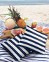 Outdoor Throw Pillow Cover Simple Navy Blue White Stripes Waterproof Cushion Covers 2 Pack Nautical Theme Stripe Pillow Cases Home Decoration for ...