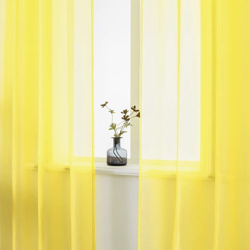DUALIFE Yellow Curtains 72 Inches Length for Bedroom Set of 2 Panels Grommet Window Semi Voile Light Filtering Sheer Curtains for Living Room 52x7...