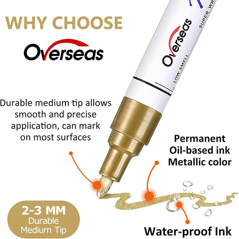 Paint Pens Paint Markers - Yellow Permanent Markers 8 Pack, Oil Based Waterproof Quick Dry Medium Tip Marker Pen for Metal, Wood, Fabric, Plastic,...