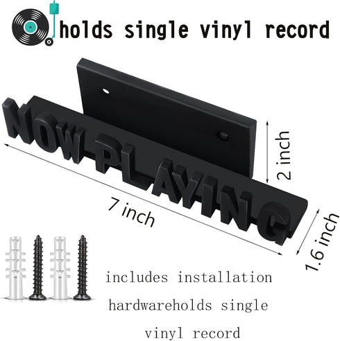 Marsui Now Playing Vinyl Record Wall Stand - Wooden Shelf Hanging Wall Mount Record Display Storage Holder for Room (Black)...