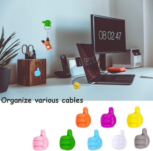 16PCS Self-Adhesive Silicone Thumb Hooks Multi-Function Cable Holder Wall Decoration Finger Hook for Earphone,Toothbrush,Key,Makeup Brush Wire Des...