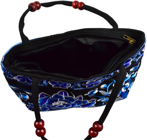 Canvas Floral Hobo Tote Bags for Women Stylish Casual Shoulder Handbag Ethnic Embroidery Purse...