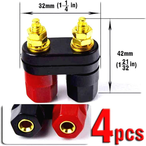 CESS Dual Binding Post, 4mm Banana Socket, 2 Way Gold-Plated Speaker Binding Posts, Power Amplifier Connector, 4 Pack...