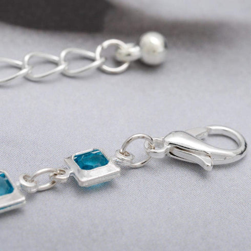 Jovono Boho Crystal Anklets Blue Fashion Anklet Bracelets Beach Foot Jewelry for Women (Silver)...