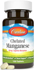 Carlson - Chelated Manganese, 20 mg, Superior Absorption, Healthy Metabolism, Bone Support & Brain Health, 100 Tablets...