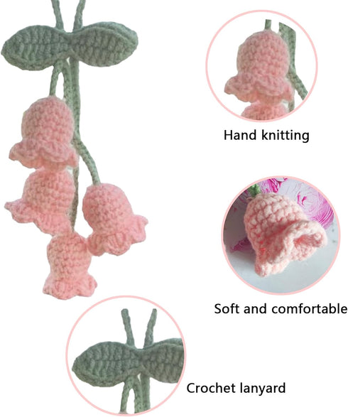 Car Mirror Hanging Accessories,Rearview Mirror Accessories,Bellflower Hand Knitted Cute Car Accessories Car Ornament Suitable for Backpacks, Key C...