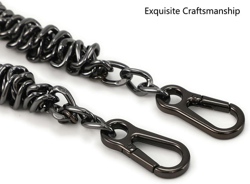 Unique Metal Bag Chains Purse Handles Shoulder Strap Replacement Accessories Charms for Handbags(Black 16 Inch)...