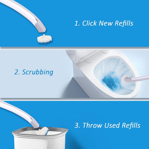 Disposable Toilet Brush and Holder Set with 16 Refills, Toilet Bowl Brush Cleaner Long Handle Wand, Compact Bathroom Toilet Scrubber Cleaning Supp...