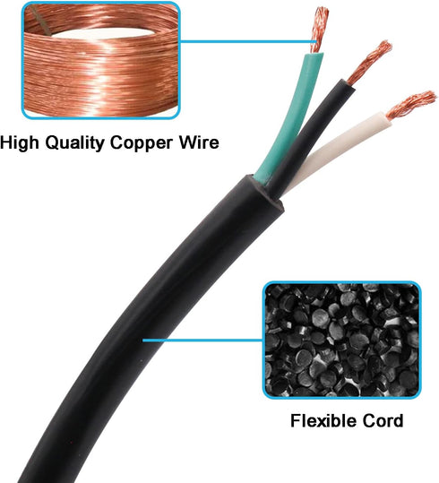 18 Gauge Replacement Power Cord?6.46Ft Cable 110V 115V 120V 125V 300V Pigtail for Appliance, NEMA 5-15P Plug US SJT 18AWG (18/3),Power Cord Replac...