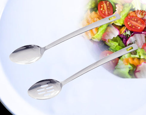 14.5 INCHES Long Handle Stainless Steel Serving Spoon Slotted Spoons Cooking Spoon Kitchen Spoon(Set of 2)...
