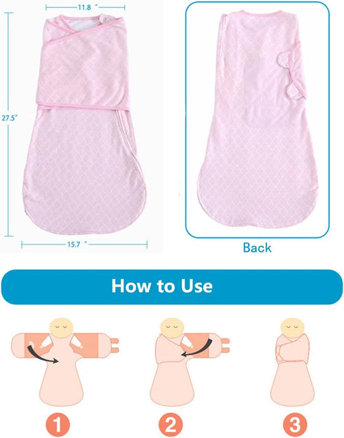 Swaddle Sack for Baby Babies 3-Ways Adjustable Swaddling Sleeping Bag Cotton Wearable Blanket for Newborn Boys and Girls (Pink, 6-12 Months)...