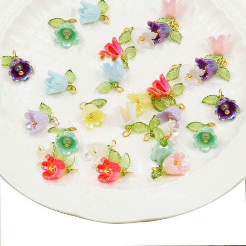 30PCS Charms Pendants, Flower Beads, DIY Crafts Bracelet Making Kit, Spacer Loose Beads Lampwork Beads for DIY Bracelets Earring Jewelry Making...