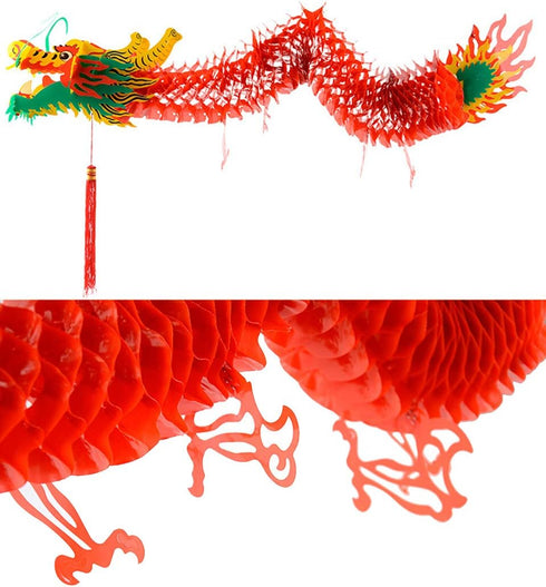 AMS 3D Chinese New Year Paper Dragon Garland Hanging Decoration New Year Party Ornaments(39 inch)...