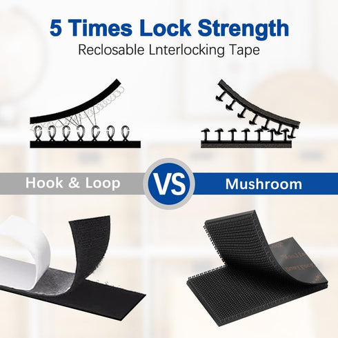 Dual Lock Fastener, Reclosable 10 PCS 1in x 2in Heavy Duty Mounting Tape, Adhesive Hook Lock Sticky Back Mushroom Mounting Tape Black Color for In...
