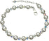 Sterling Silver Ankle Bracelet, Crystal Simulated Pearls 9"+1" Extender...