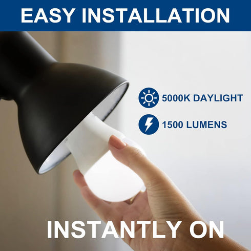 LED Light Bulbs, 100 Watt Equivalent, A19 13W Lightbulbs, 5000K Daylight White 1500 Lumens, E26 Standard Medium Base Screw, Non-dimmable, 4 Pack...
