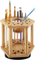 Rotating Paint Brush Holder 25 Holes Bamboo Display Drying Stand Artist Paint Brush Organizer Watercolor Brush Stand Rack Paint Brush Storage Art ...