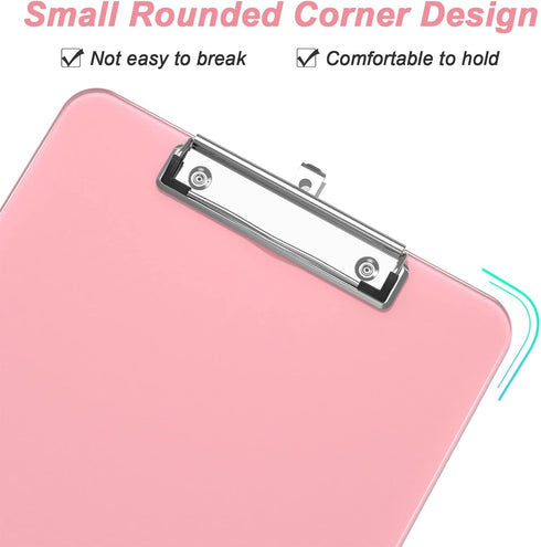 Rimilak Plastic Clipboards with Low Profile Metal Clip, Translucent Clip Board, 12.5 x 9 Inch Letter Size | Office Supply | back to school, Pink...