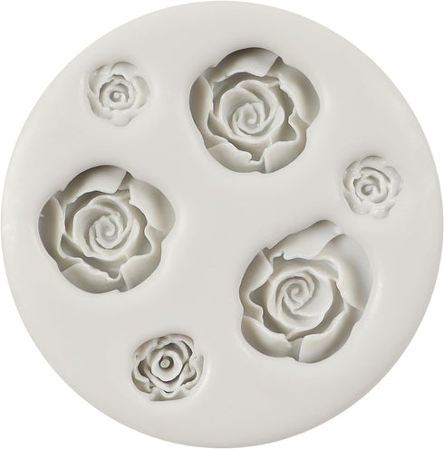 Rose Fondant Mold Rose Flower Silicone Molds for Sugar Craft Cake Decorating Cupcake Topper Candy Chocolate Polymer Clay Gum Paste...