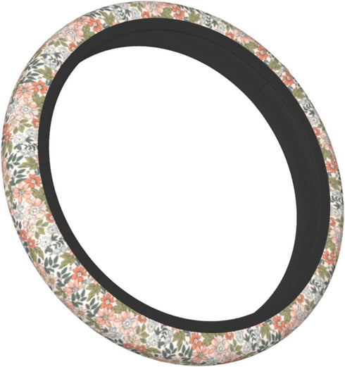 Delerain Elegant Floral Steering Wheel Covers, Anti Slip Elasticity Car Accessories Steering Wheel Protector Universal 15 Inch for Women Men...